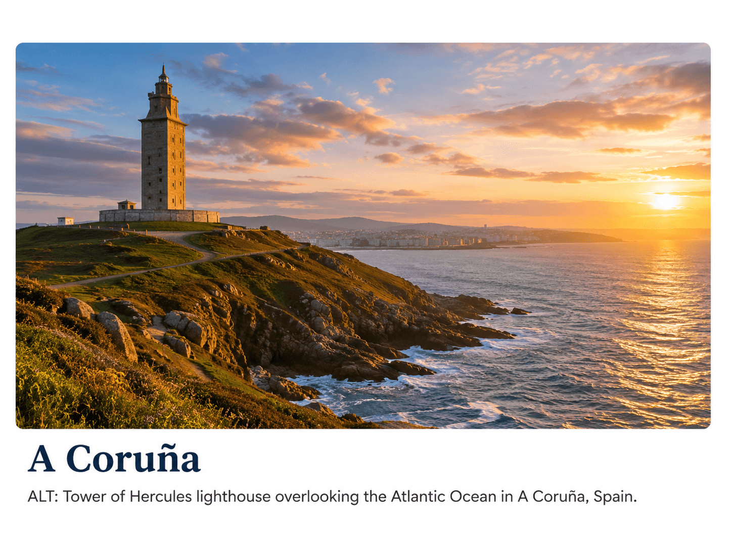 Farol da Torre de Hércules sobre o Atlântico, na Corunha, Espanha.